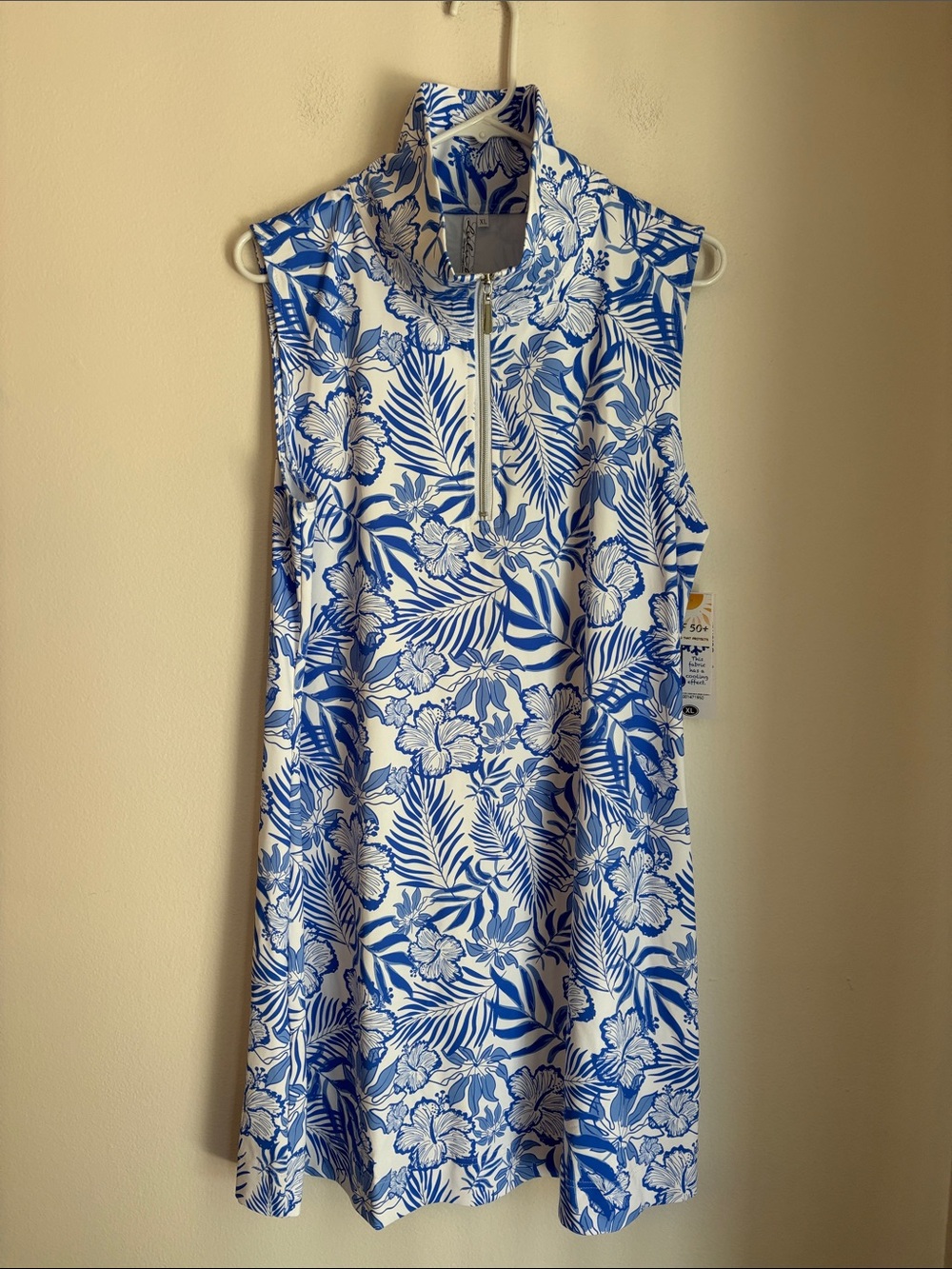 Lulu-B Zipper SWING DRESS UPF50+ SUMMER BREEZE BLUE womens XL tropical beach NWT - Picture 3 of 13